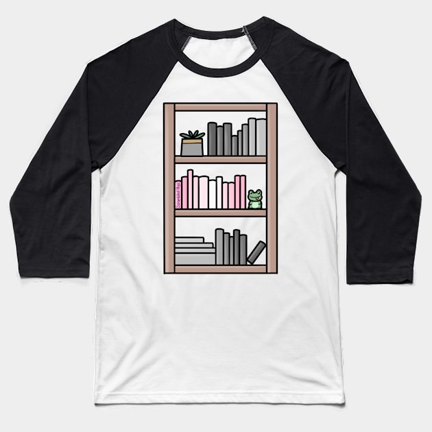 Subtle Demigirl Pride Bookcase Baseball T-Shirt by scrambledpegs